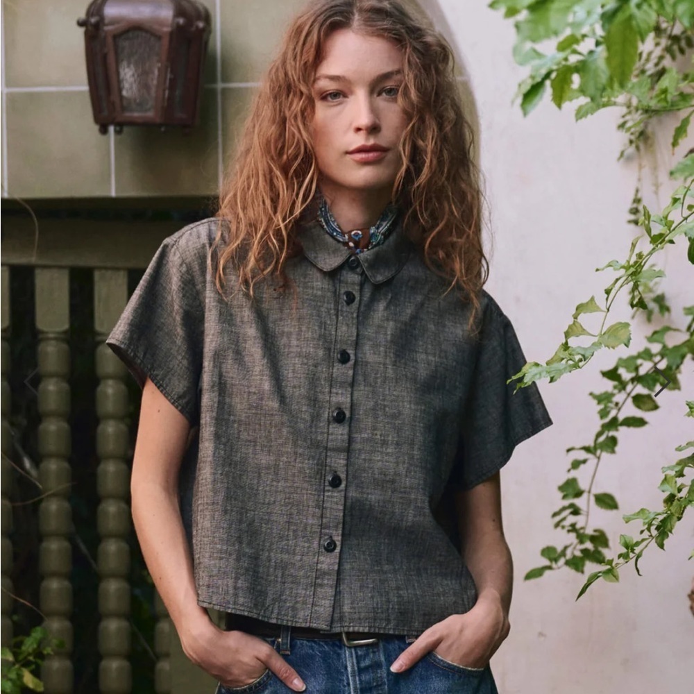THE GREAT. THE VALOR TOP. Color: Smoke Wash Size 1 Small NWT